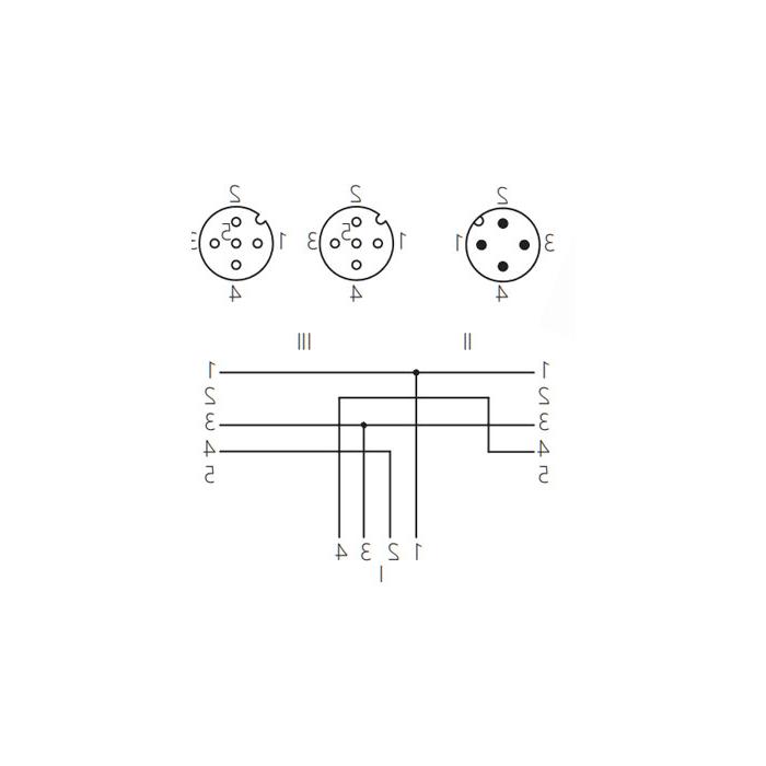 M12 4Pin公头/2M12 3Pin母头、Y型预铸防焊渣PUR flexible cable、黄色护套、64T161-XXX